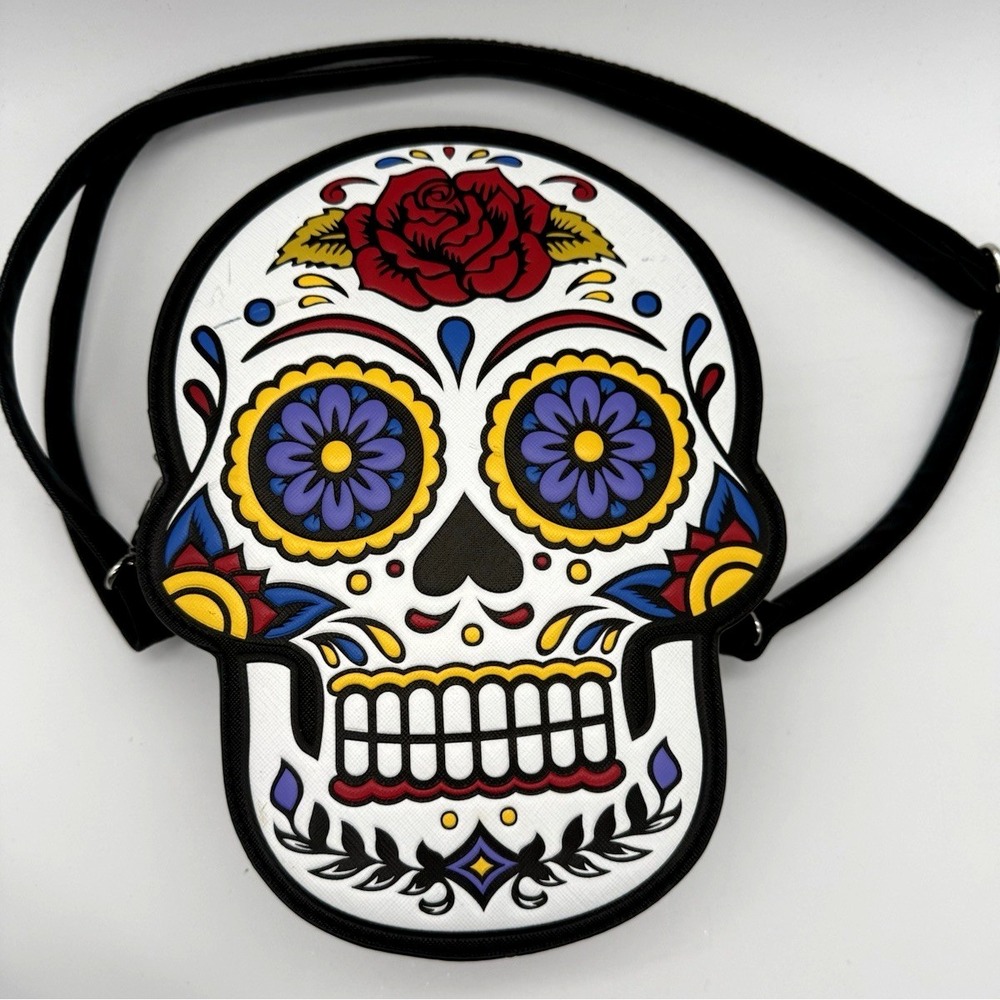 Mad Engine Day of the Dead Skull Women's Crossbody Purse Cinco De Mayo 10"x 7.5"